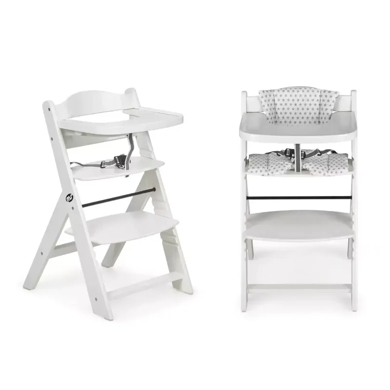 Chaise Haute 2-en-1 en Bois pour Bébé et Enfant - Évolutive de 6 Mois à 10 Ans