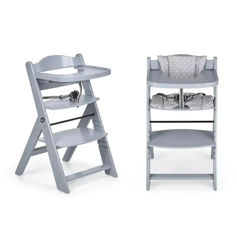 Chaise Haute 2-en-1 en Bois pour Bébé et Enfant - Évolutive de 6 Mois à 10 Ans