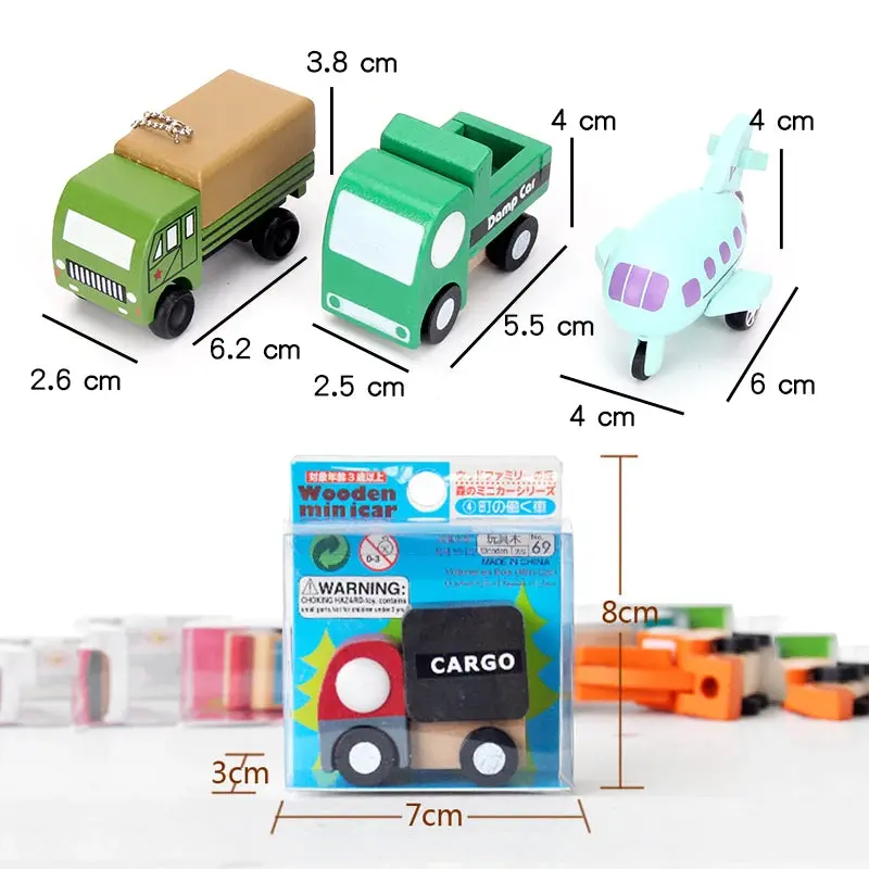 Lot de 12 Mini Voitures en Bois - Jouet Educatif pour Enfants dès 3 Ans
