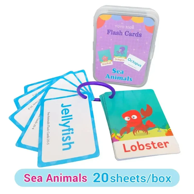 Cartes Éducatives en Anglais pour Enfants - Set de Cartes d'Apprentissage Cognitif