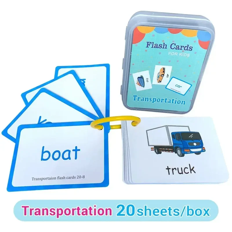Cartes Éducatives en Anglais pour Enfants - Set de Cartes d'Apprentissage Cognitif