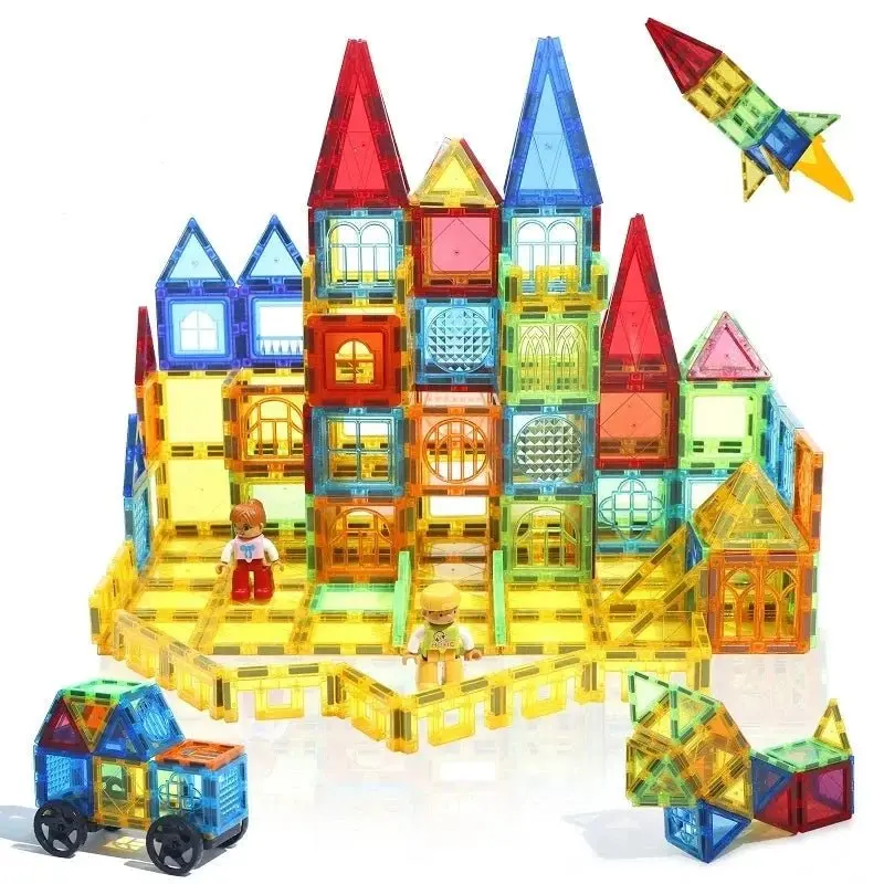 Set de Construction Magnétique pour Enfants - 50/77/105 Pièces - Jouet Éducatif Montessori