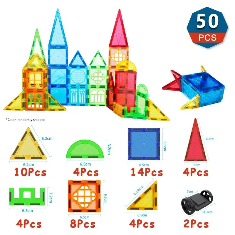 Set de Construction Magnétique pour Enfants - 50/77/105 Pièces - Jouet Éducatif Montessori