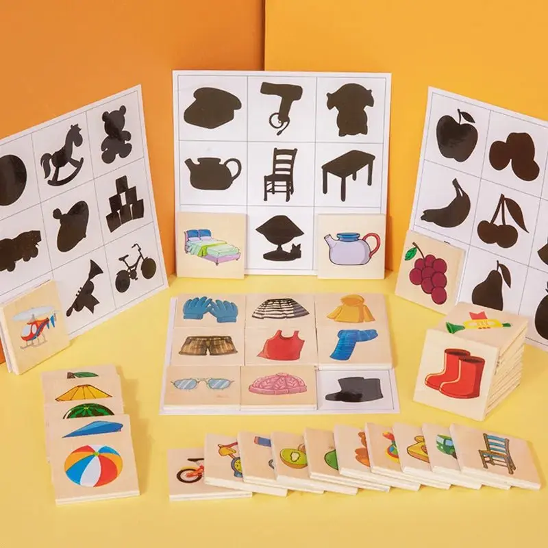 Jeux éducatif de reconnaissance silhouette - paire ombres et objet / fruit