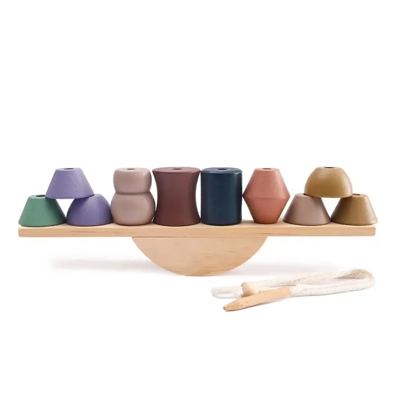 Jeu d'équilibre Montessori en bois avec blocs animaux pour enfants