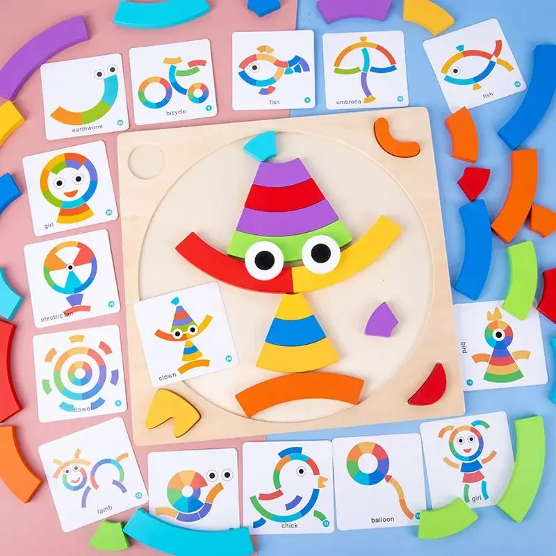 Puzzle en bois arc-en-ciel - cadeau pour stimuler l'imagination