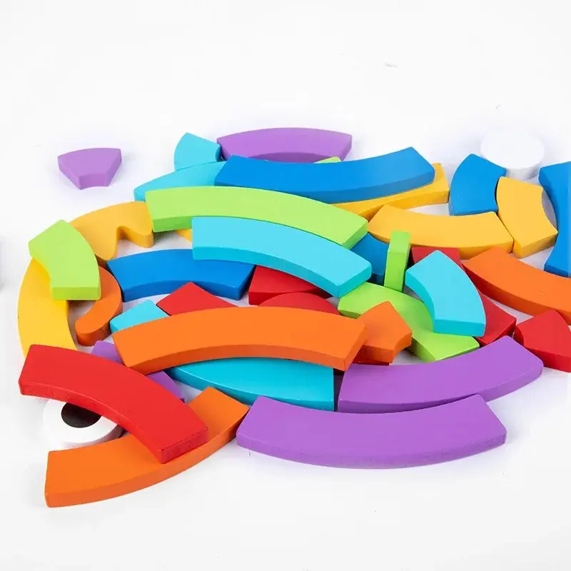 Puzzle en bois arc-en-ciel - cadeau pour stimuler l'imagination