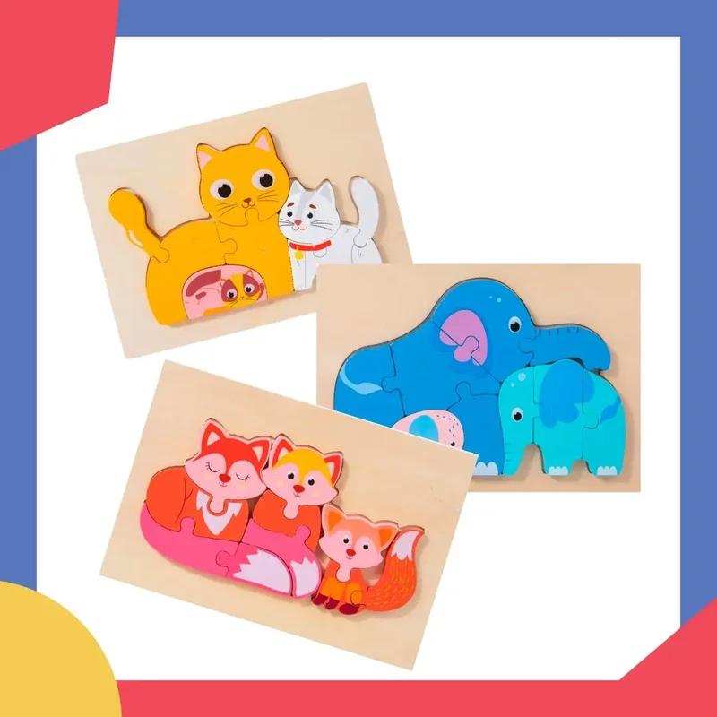 Jeu de puzzle en bois 3D pour enfants avec des animaux