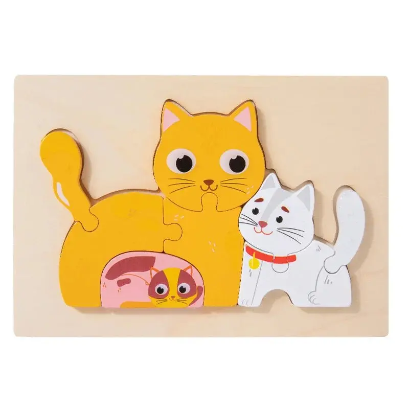 Jeu de puzzle en bois 3D pour enfants avec des animaux