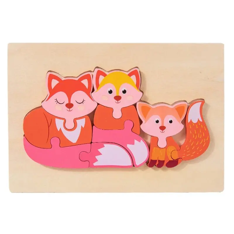 Jeu de puzzle en bois 3D pour enfants avec des animaux