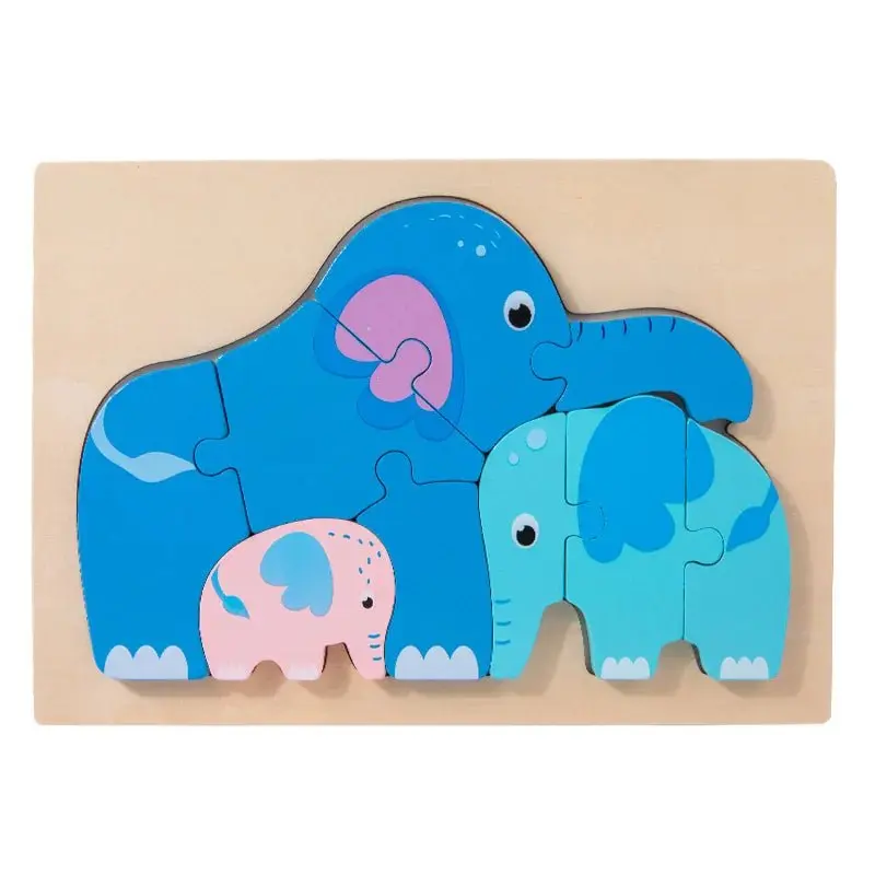 Jeu de puzzle en bois 3D pour enfants avec des animaux
