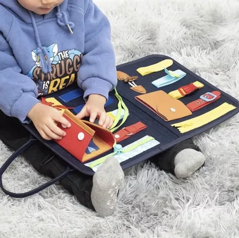 Planche apprentissage Montessori - Jeux de Fermeture Éclair et Boucles