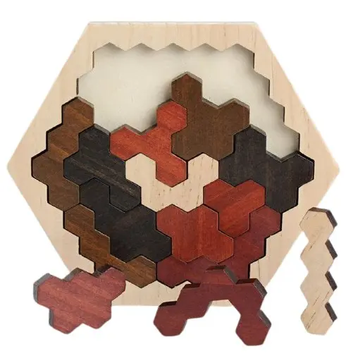 Puzzle Tangram Hexagone en Bois