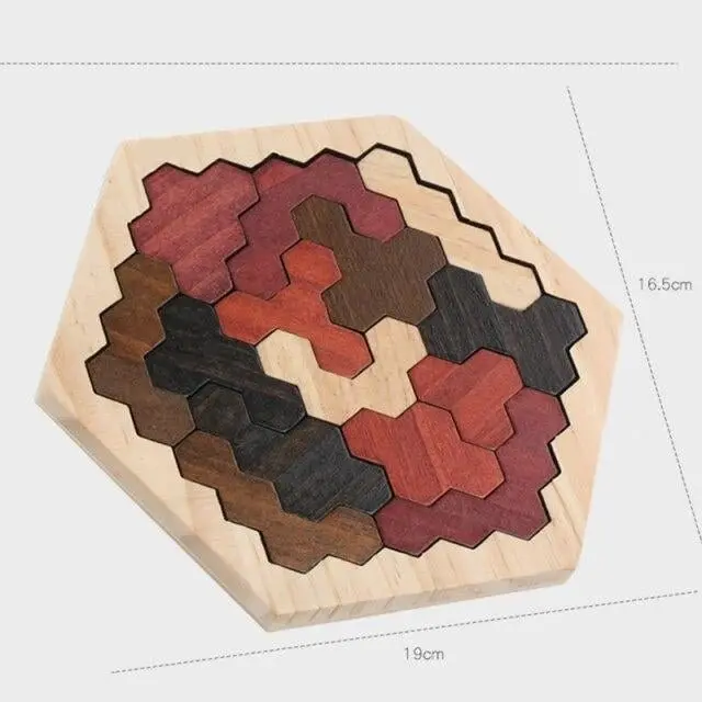 Puzzle Tangram Hexagone en Bois