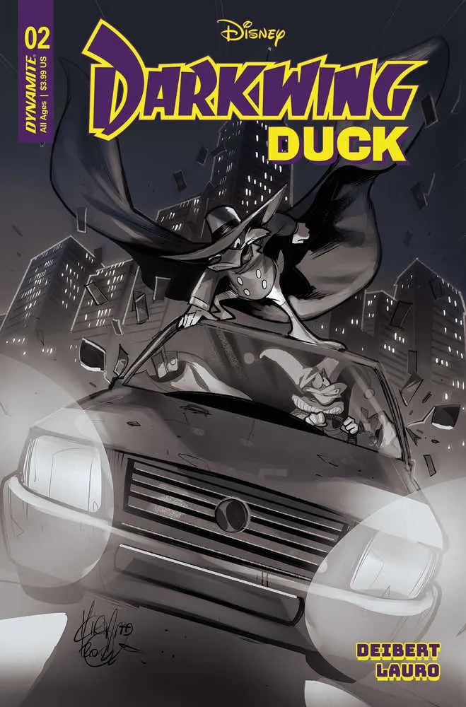 Darkwing Duck #2 Couverture Y 10 Exemplaires Édition Variante Foc Andolfo Noir et Blanc