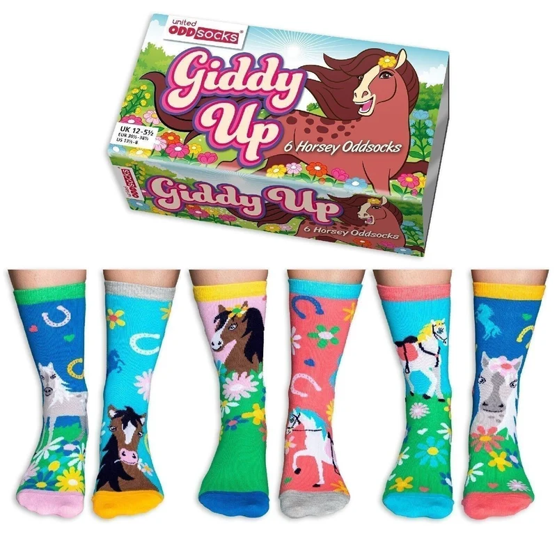 Coffret Chaussettes Cheval – 6 Impaires Dépareillées Fun | United Oddsocks Étourdi
