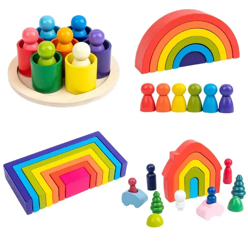 Petits Arc-En-Ciel Pastel En Bois