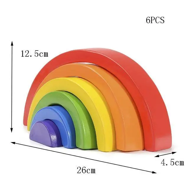 Puzzle Arc-en-Ciel Pastel en Bois - Jouet d'Empilage Montessori pour Enfants