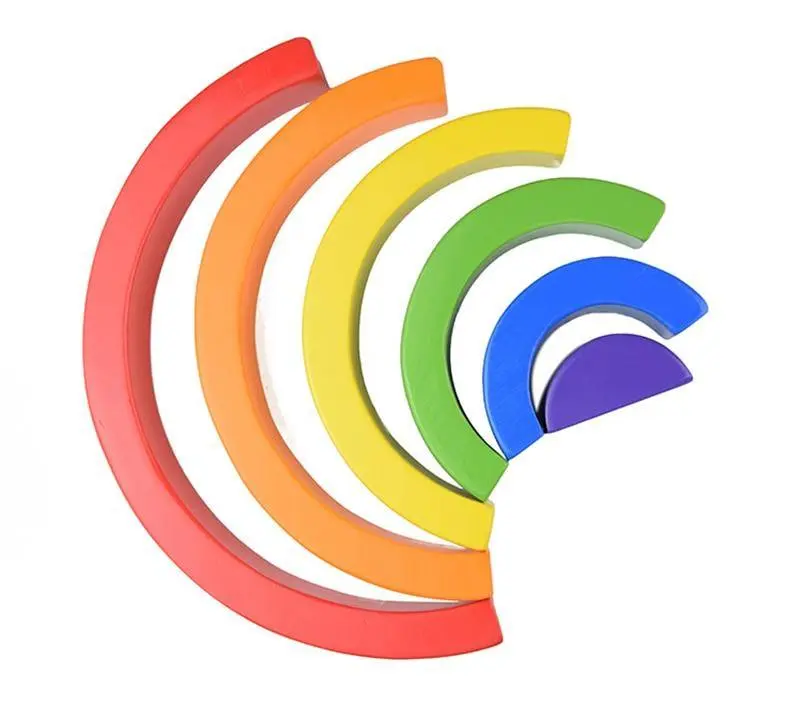 Puzzle Arc-en-Ciel Pastel en Bois - Jouet d'Empilage Montessori pour Enfants