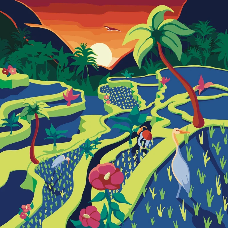Peinture à numéro avec cadre 30x30 Bali