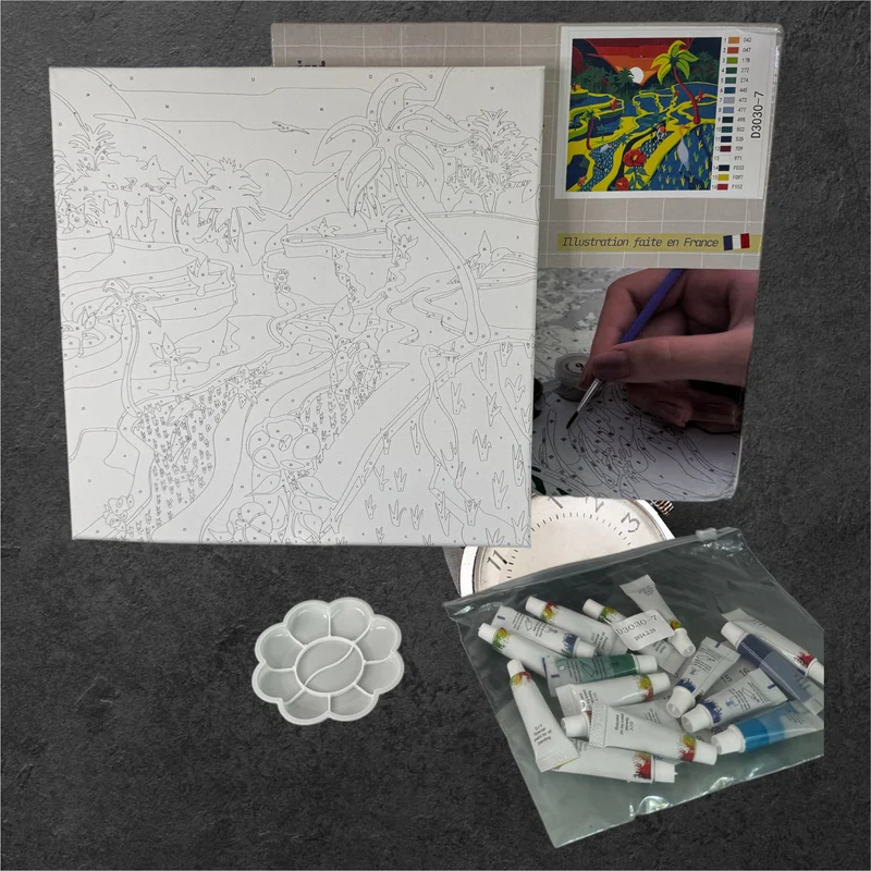 Peinture à numéro avec cadre 30x30 Bali