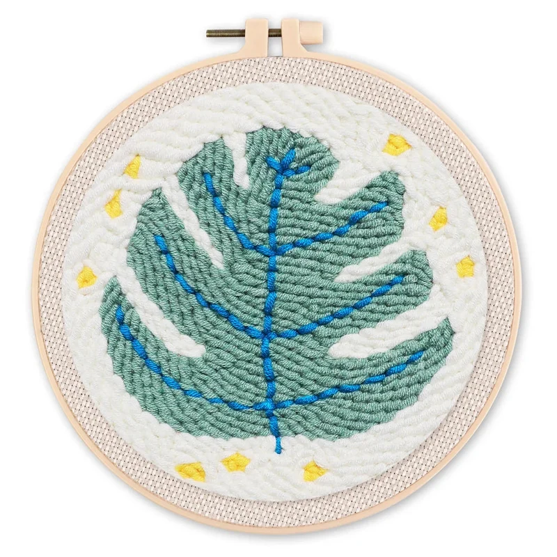 Punch Needle Feuille Verte