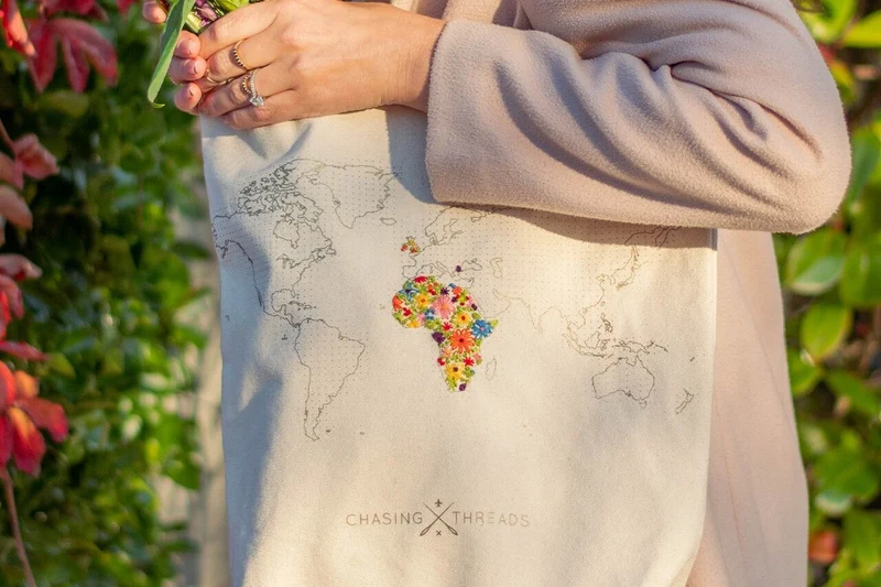 Sac Fourre-Tout Stitch Your Travels - Toile Naturelle