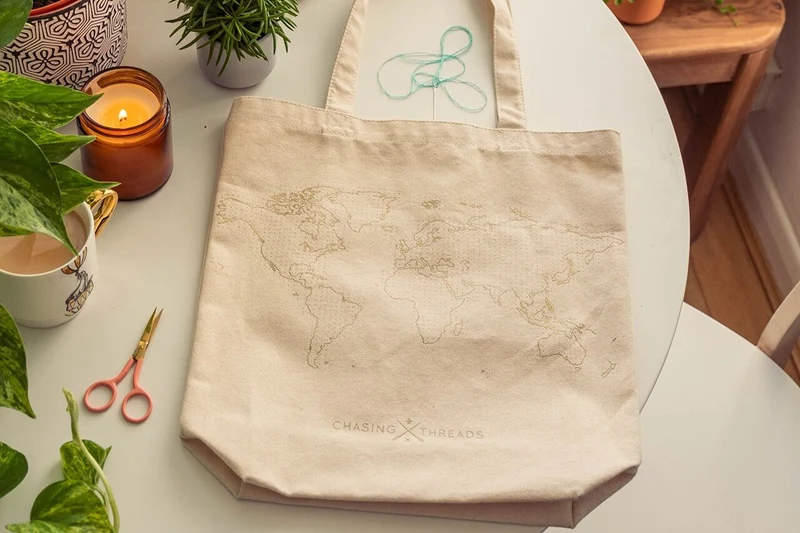 Sac Fourre-Tout Stitch Your Travels - Toile Naturelle