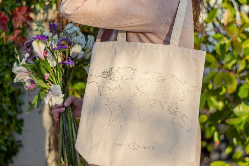 Sac Fourre-Tout Stitch Your Travels - Toile Naturelle