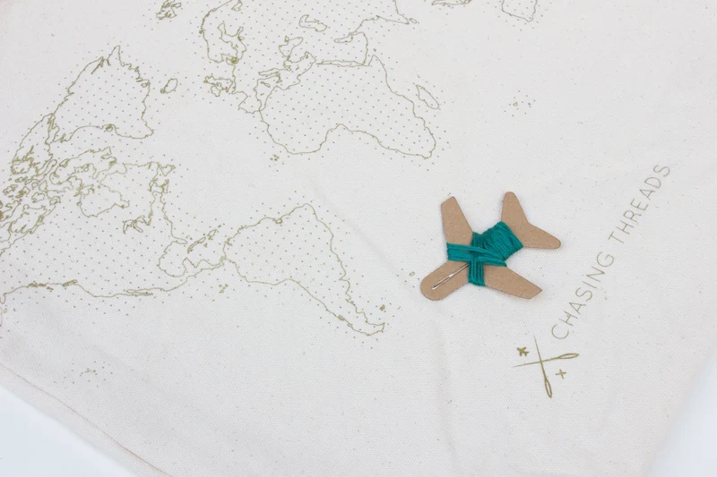 Sac fourre-tout Stitch Your Travels - Toile naturelle avec poignées en cuir Beige