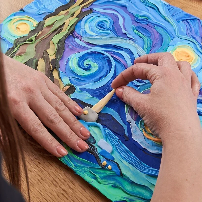 Okto Clay DIY 3D Artwork avec de l'argile mousse, « La nuit étoilée