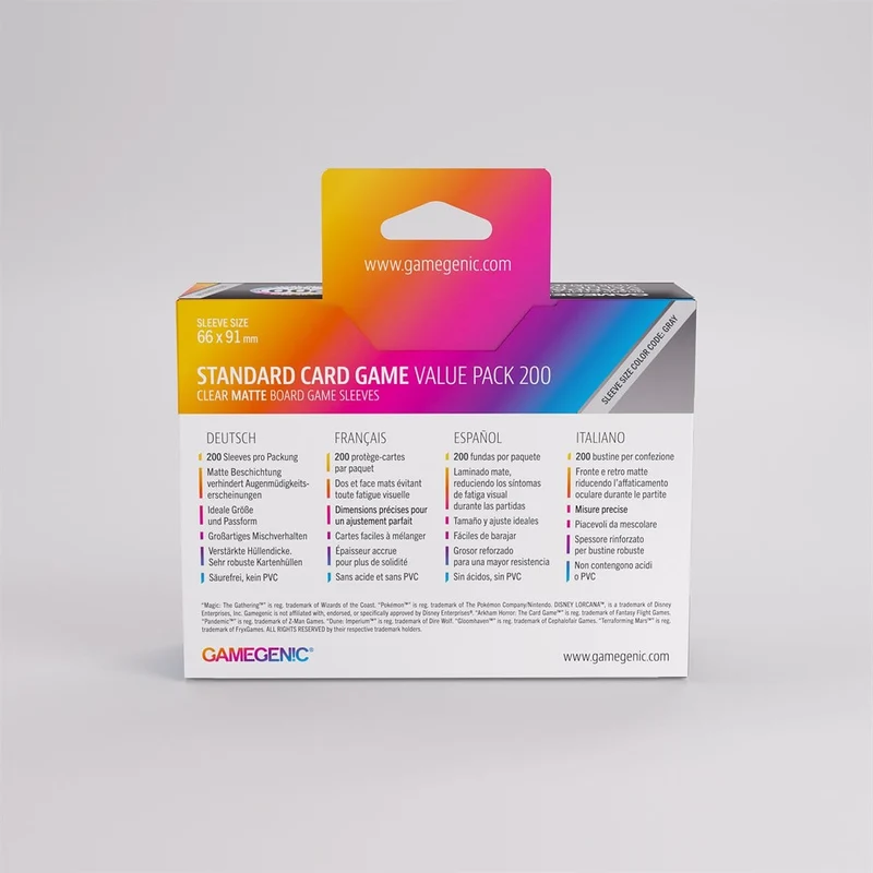 Sleeves: Gamegenic: Matte Standard Card Game Value Pack (200)