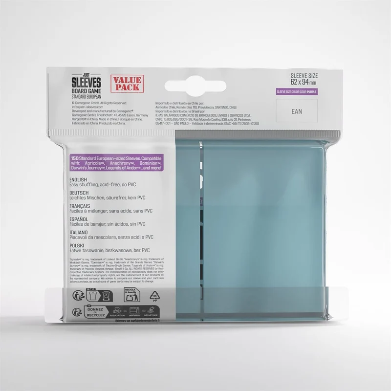 Sleeves: Just Sleeves: Standard European Value Pack (150)