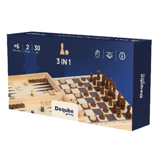 Ensemble 3 en 1 - Échecs, Dames, Backgammon (EN)