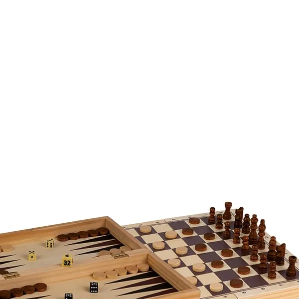 Ensemble 3 en 1 - Échecs, Dames, Backgammon (EN)