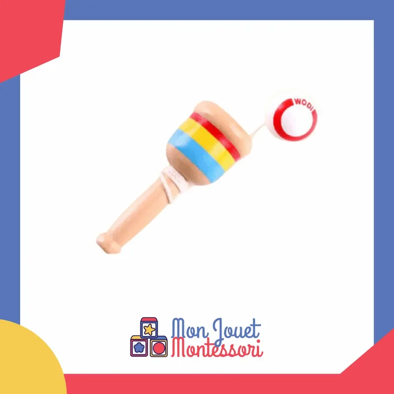 Jouet Bilboquet en Bois pour Bébé - Jeu Traditionnel d'Adresse et de Dextérité