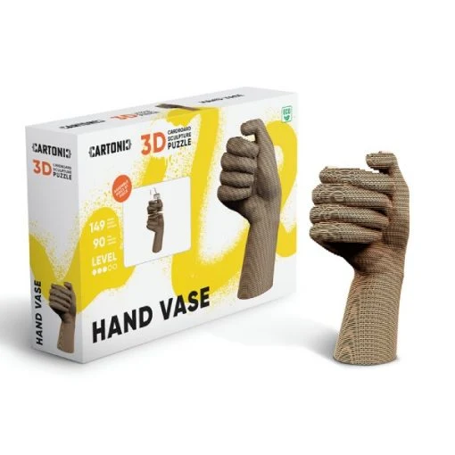 Puzzle 3D Vase Main – Sculpture en Carton Recyclé CARTONIC