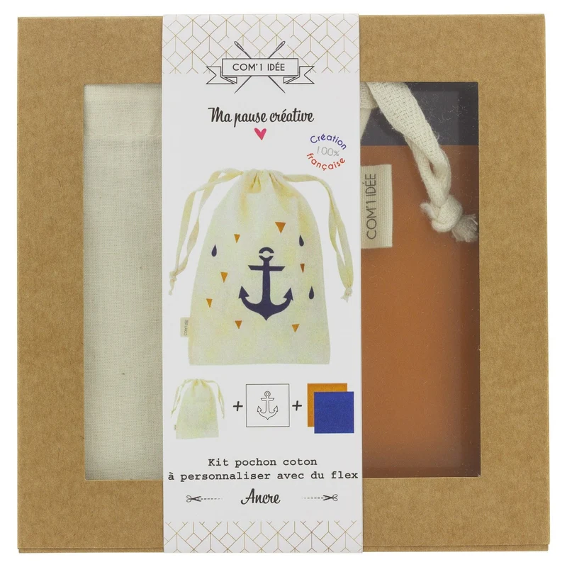 Kit Pochon Personnalisé “Ancre” – DIY Flex Textile & Personnalisation Créative