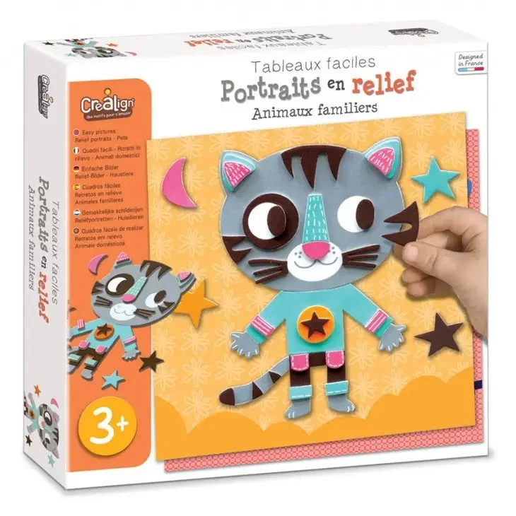 Portraits en relief – Animaux familiers (CREALIGN) | Coffret 5 tableaux