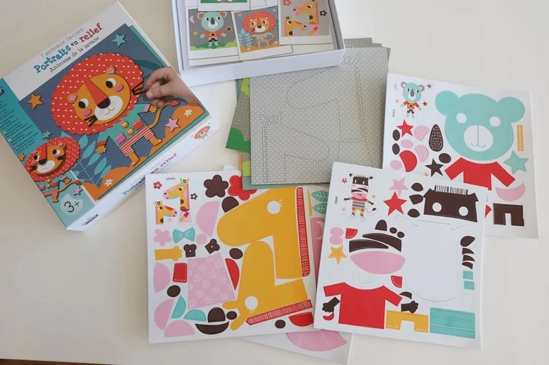 Portraits en relief animaux de la savane – Activité créative enfant 3 ans+ – CréaLign’