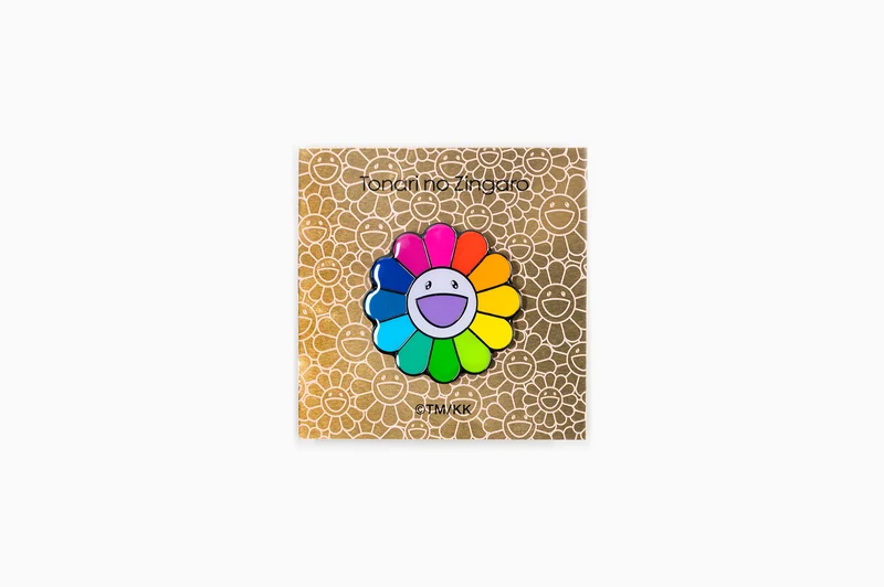 Takashi Murakami - Épingles à fleur 37 mm arc-en-ciel et blanc