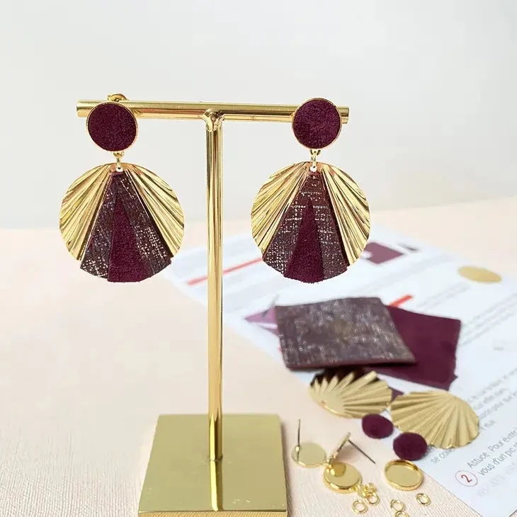 Kit Boucles D'oreilles Cuir Prune Denver