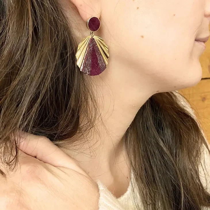 Kit Boucles D'oreilles Cuir Prune Denver
