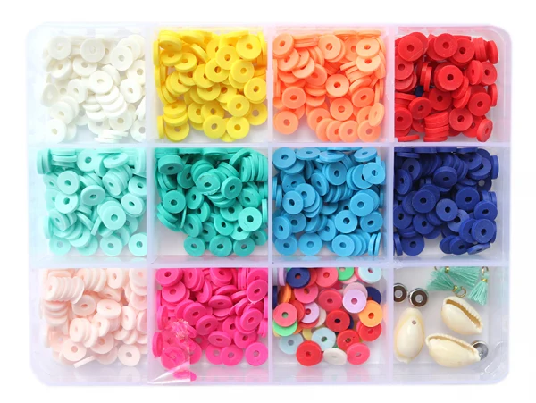 Boîte Perles Heishi 6 mm Naturelles + Accessoires – Plus de 1000 Perles