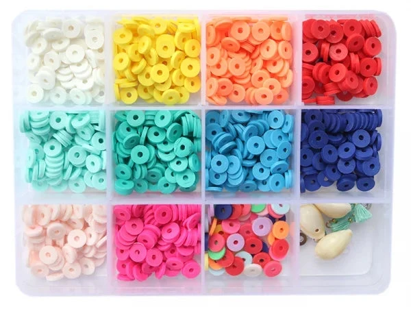 Boîte Perles Heishi 6 mm Naturelles + Accessoires – Plus de 1000 Perles