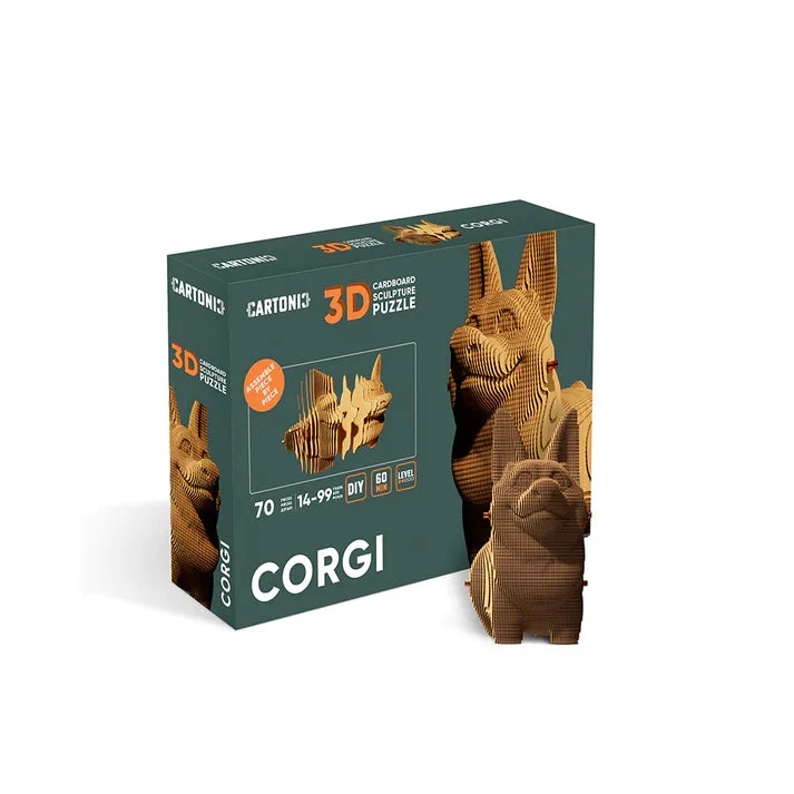 Puzzle 3D Corgi – Sculpture en Carton Recyclé CARTONIC