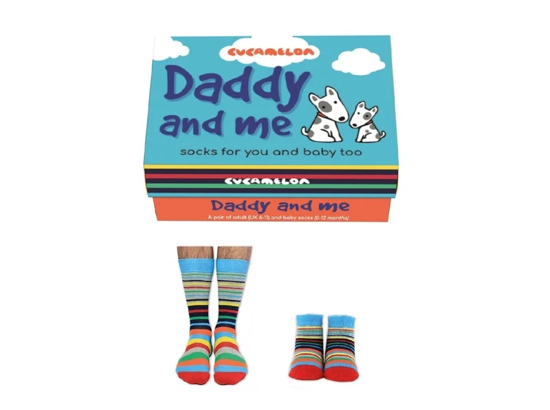 COFFRET CADEAU PAPA AND ME - UNE PAIRE DE CHAUSSETTES CUCAMELON ASSORTIES POUR PAPA