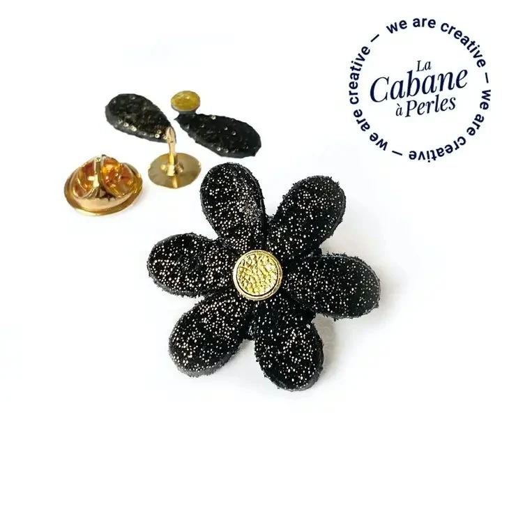 Mini Kit Daphne Pins Cuir Fleur Noir Diy
