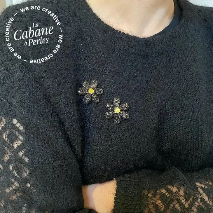 Mini Kit Daphne Pins Cuir Fleur Noir Diy
