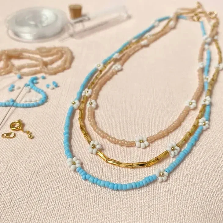 Mini Kit Collier Maggy Doré Marguerites Rocaille Tube